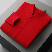 Buddha Stones Winter Solid Color Chinese Frog-Button Men's Wool Long Sleeve Sweater - image 7