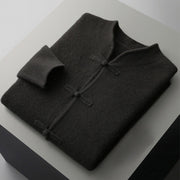 Buddha Stones Winter Solid Color Chinese Frog-Button Men's Wool Long Sleeve Sweater - image 5