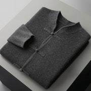 Buddha Stones Winter Solid Color Chinese Frog-Button Men's Wool Long Sleeve Sweater - image 17