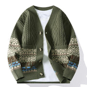 Buddha Stones Patchwork Color Knitted Textured Men's Long Sleeve Sweater With Pockets - DarkOliveGreen - US/UK/AU44，EU54 (4XL) - image 9