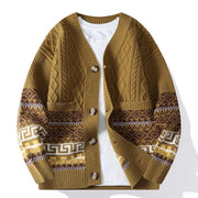 Buddha Stones Patchwork Color Knitted Textured Men's Long Sleeve Sweater With Pockets - DarkGoldenrod - US/UK/AU44，EU54 (4XL) - image 8