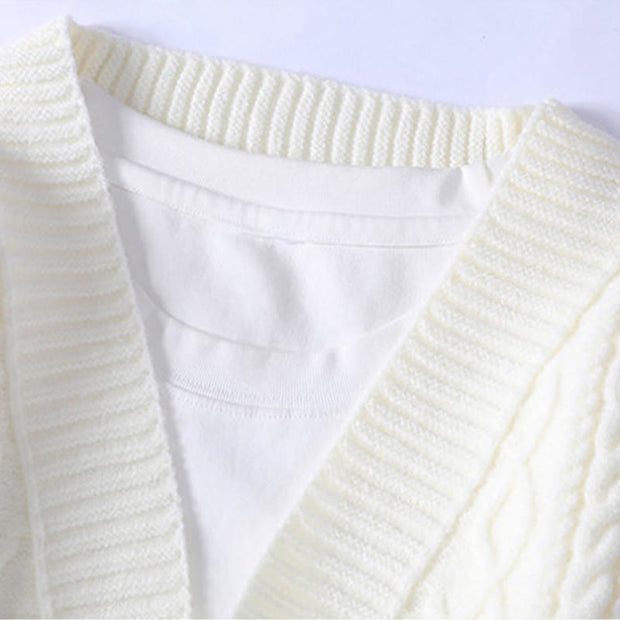 Buddha Stones Patchwork Color Knitted Textured Men's Long Sleeve Sweater With Pockets - image 2