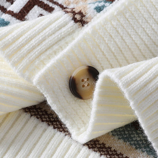 Buddha Stones Patchwork Color Knitted Textured Men's Long Sleeve Sweater With Pockets - image 6