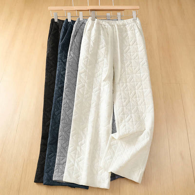 Buddha Stones Women's Fall Solid Color Drawstring Thermal Wide Leg Pants With Pockets - image 0