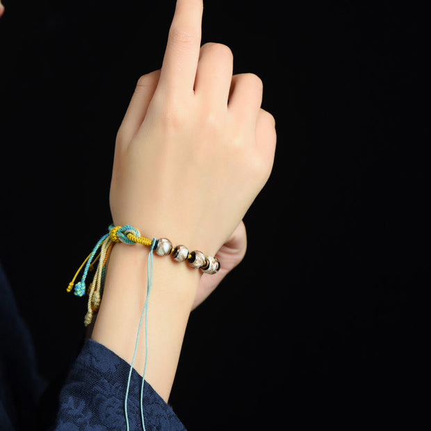 Buddha Stones Tibet Liuli Glass Wishing Health And Safety String Bracelet - image 4