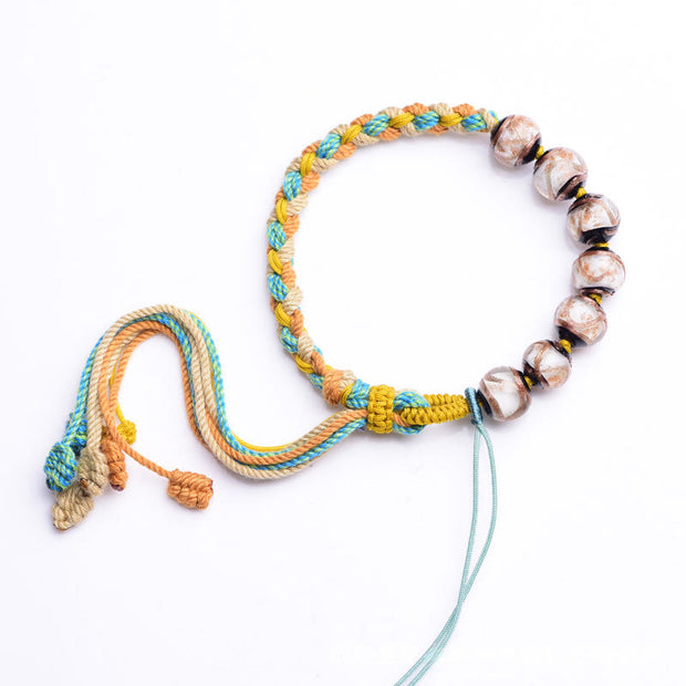 Buddha Stones Tibet Liuli Glass Wishing Health And Safety String Bracelet - image 6