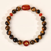 Buddha Stones 12 Chinese Zodiac Natural Tiger Eye Red Agate Protection Bracelet - 8mm(Wrist Circumference 14-16cm) - Rat - image 0