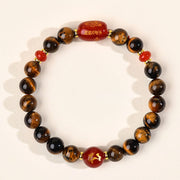 Buddha Stones 12 Chinese Zodiac Natural Tiger Eye Red Agate Protection Bracelet - 8mm(Wrist Circumference 14-16cm) - Dragon - image 11