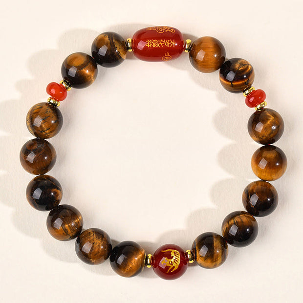 Buddha Stones 12 Chinese Zodiac Natural Tiger Eye Red Agate Protection Bracelet - 10mm(Wrist Circumference 16-17cm) - Tiger - image 22