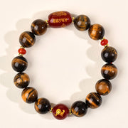 Buddha Stones 12 Chinese Zodiac Natural Tiger Eye Red Agate Protection Bracelet - 12mm(Wrist Circumference 17-18cm) - Horse - image 39