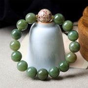 Buddha Stones Green Bodhi Seed Lacquer Craft Bead Peace Bracelet - image 1