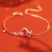 Buddha Stones 925 Sterling Silver Year Of The Horse Coin Charm Red Agate Blessing Necklace Pendant - Horse Bracelet - image 8