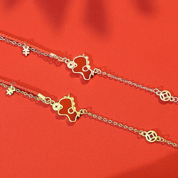 Buddha Stones 925 Sterling Silver Year Of The Horse Red String Red Agate Coin Charm Luck Bracelet - image 7