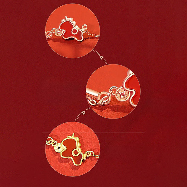Buddha Stones 925 Sterling Silver Year Of The Horse Red String Red Agate Coin Charm Luck Bracelet - image 9