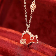 Buddha Stones 925 Sterling Silver Year Of The Horse Red String Red Agate Coin Charm Luck Bracelet - Horse Necklace - image 9