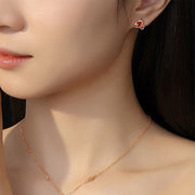 Buddha Stones 925 Sterling Silver Coin Red Agate Year Of The Horse Asymmetric Protection Earrings - image 22