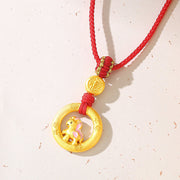 Buddha Stones 925 Sterling Silver Year Of The Horse Peace Buckle Fu Character Luck Necklace Pendant - Horse Red String Necklace - image 8