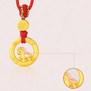 Buddha Stones 925 Sterling Silver Year Of The Horse Peace Buckle Fu Character Luck Necklace Pendant - image 9