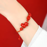 Buddha Stones Year of the Horse Natural Cinnabar Fu Character Lucky Bag Blessing Bracelet - image 4