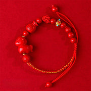 Buddha Stones Year of the Horse Natural Cinnabar Fu Character Lucky Bag Blessing Bracelet - image 2