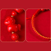 Buddha Stones Year of the Horse Natural Cinnabar Fu Character Lucky Bag Blessing Bracelet - image 5