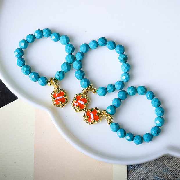 Buddha Stones 4mm Ultra-Fine Turquoise Faceted Bead Design Strength Elastic Ring - image 4