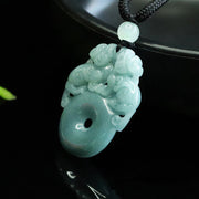 Buddha Stones Double PiXiu Jade Peace Buckle Wealth Luck String Necklace Pendant - image 3