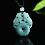 Buddha Stones Double PiXiu Jade Peace Buckle Wealth Luck String Necklace Pendant - PiXiu(Wealth♥Luck) - image 0