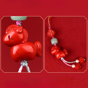 Buddha Stones Year of the Horse Natural Cinnabar Fu Character Blessing Phone Hanging Decoration - image 5
