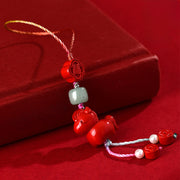 Buddha Stones Year of the Horse Natural Cinnabar Fu Character Blessing Phone Hanging Decoration - image 1