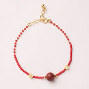 Buddha Stones 925 Sterling Silver Plated Gold Year of the Horse Red Liuli Glass Buddha Prosperity Bracelet - DarkRed Bead Bracelet - image 18