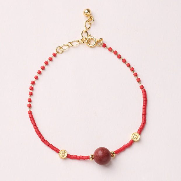 Buddha Stones 925 Sterling Silver Plated Gold Year of the Horse Red Liuli Glass Buddha Prosperity Bracelet - DarkRed Bead Bracelet - image 18