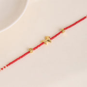 Buddha Stones 925 Sterling Silver Plated Gold Year of the Horse Red Liuli Glass Buddha Prosperity Bracelet - image 2