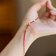 Buddha Stones 925 Sterling Silver Plated Gold Year of the Horse Red Liuli Glass Buddha Prosperity Bracelet - image 3