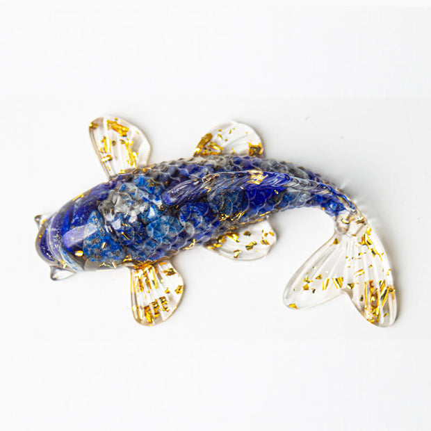FREE Today: Prosperity and Luck Koi Fish Crystal Chip Resin Decoration - Lazurite(60*40*20mm) - image 1