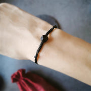 Buddha Stones Natural Black Obsidian String Braided Strength Bracelet - Black Obsidian(Wrist Circumference: 14-16 cm) - image 1