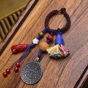 Buddha Stones Chinese Zodiac Nine Palaces Eight Diagrams Buddha Dzi Bead Serenity Key Chain - Lotus - image 1