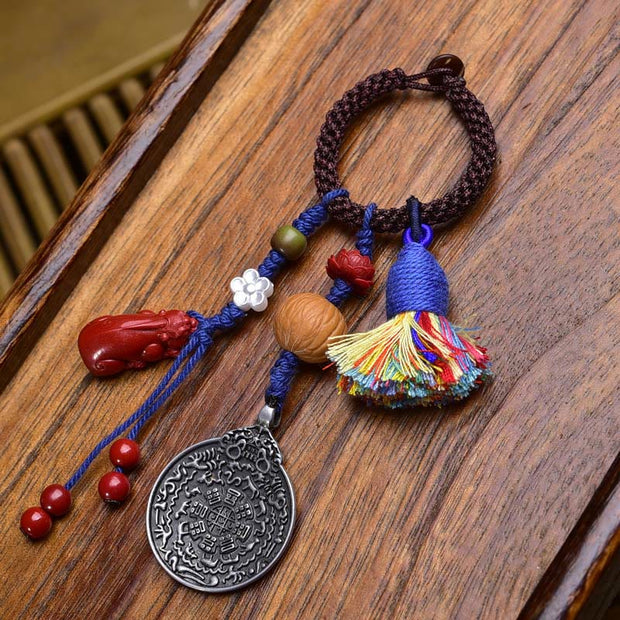 Buddha Stones Chinese Zodiac Nine Palaces Eight Diagrams Buddha Dzi Bead Serenity Key Chain - Lotus - image 1