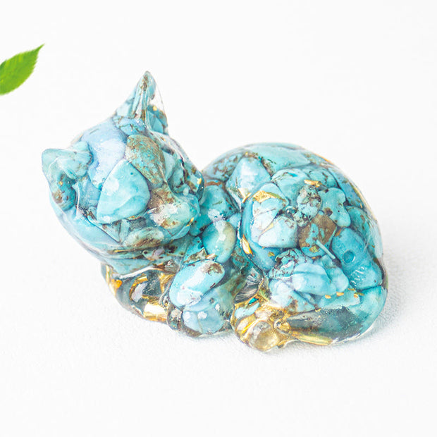 Buddha Stones Crystal Chip Epoxy Resin Small Cat Positive Decoration  - image 29