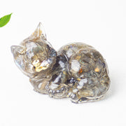 Buddha Stones Crystal Chip Epoxy Resin Small Cat Positive Decoration  - Labradorite(32*43*53mm) - image 13