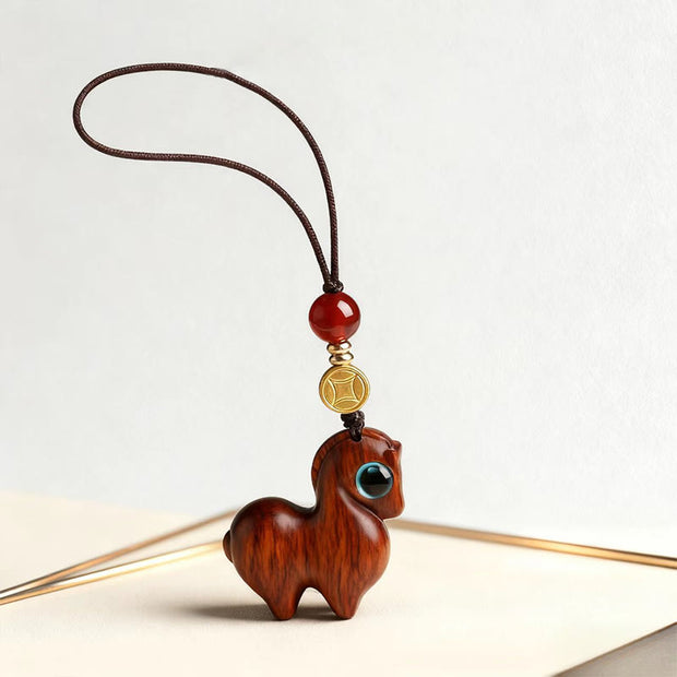 FREE Today: Healing Year of the Horse Small Leaf Red Sandalwood Key Chain Phone Hanging Decoration - image 2
