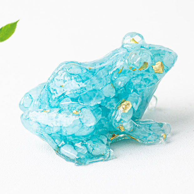 Buddha Stones Crystal Drip Resin Small Frog Passion Decoration Statue - Aquamarine(65*55*38mm) - image 20