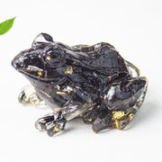 Buddha Stones Crystal Drip Resin Small Frog Passion Decoration Statue - Black Obsidian(65*55*38mm) - image 9