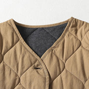 Buddha Stones Plain Buttons V-Neck Long Sleeve Women's Cotton Coat With Pockets - image 2