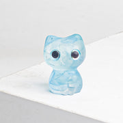 Buddha Stones Crystal Drip Resin Small Cat Purification Decoration Statue - Aquamarine(34*25*22mm) - image 8