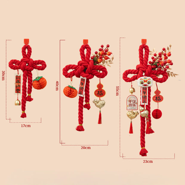 Buddha Stones Year of the Horse Dancing Lion Fu Character Chinese Knotting Fortune Decoration - image 20