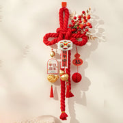 Buddha Stones Year of the Horse Dancing Lion Fu Character Chinese Knotting Fortune Decoration - Dancing Lion Gourd Large Size 23*55 cm - image 16