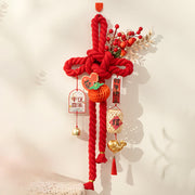 Buddha Stones Year of the Horse Dancing Lion Fu Character Chinese Knotting Fortune Decoration - Fish Persimmon Large Size 23*55 cm - image 15