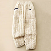 Buddha Stones Women's Winter Thermal Patchwork Cotton Pants With Pockets - LemonChiffon - US8-10，UK/AU12-14，EU40-42 (2XL) - image 0