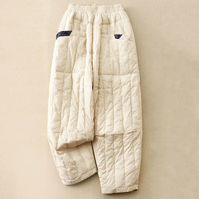 Buddha Stones Women's Winter Thermal Patchwork Cotton Pants With Pockets - LemonChiffon - US8-10，UK/AU12-14，EU40-42 (2XL) - image 0